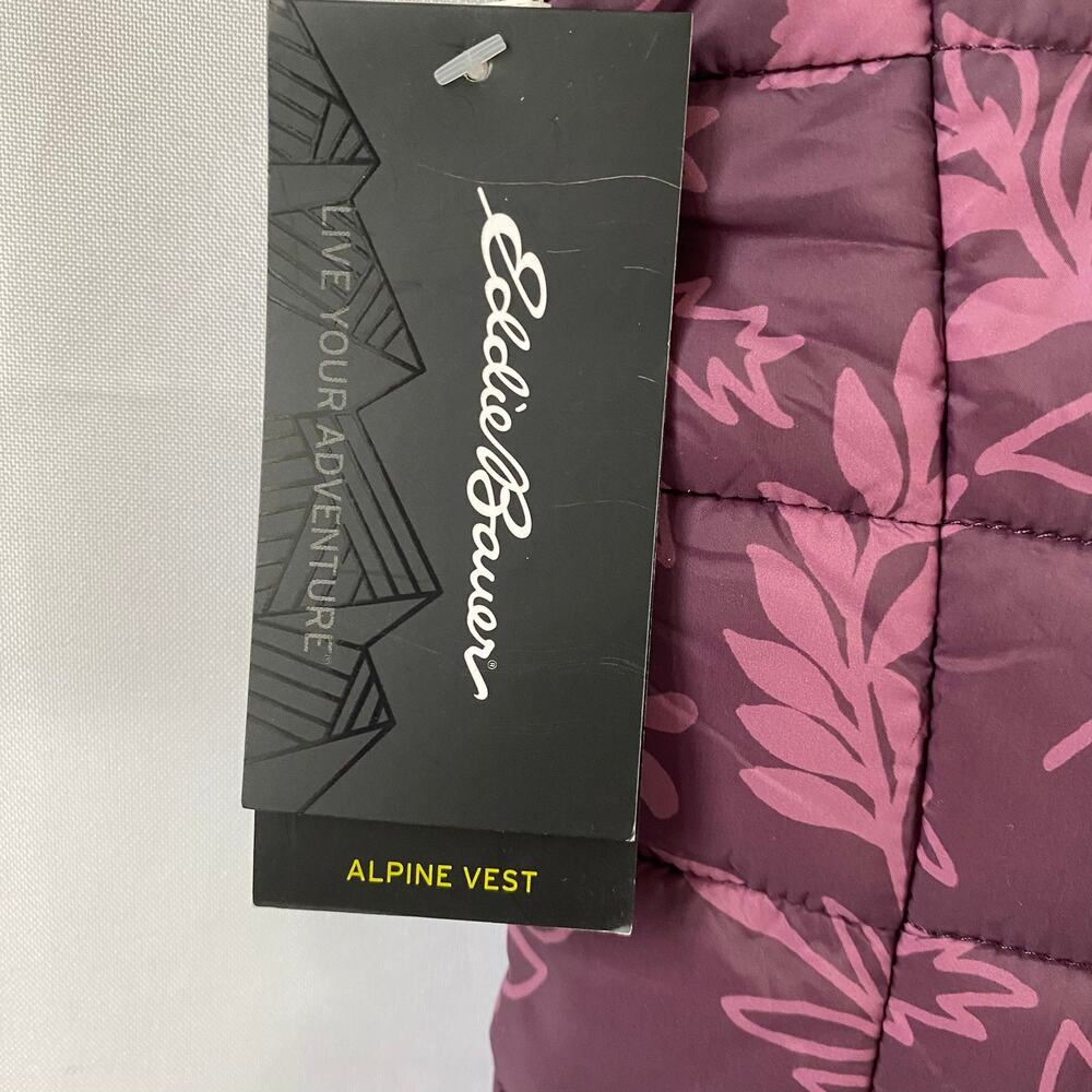 Eddie Bauer Alpine Puffer Vest Women S Wine Leaf Cottagecore Water Repellent NWT - Picture 7 of 14